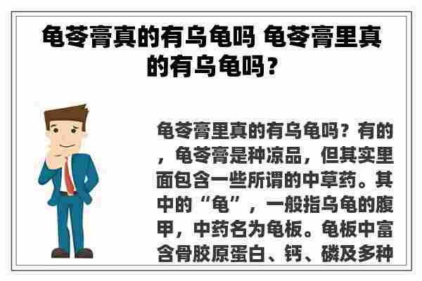 龟苓膏真的有乌龟吗 龟苓膏里真的有乌龟吗？